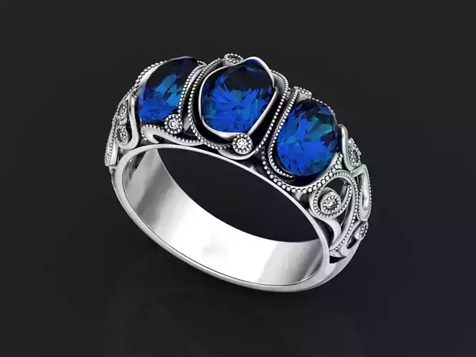 Antique Victorian Three Stone Ring 1452