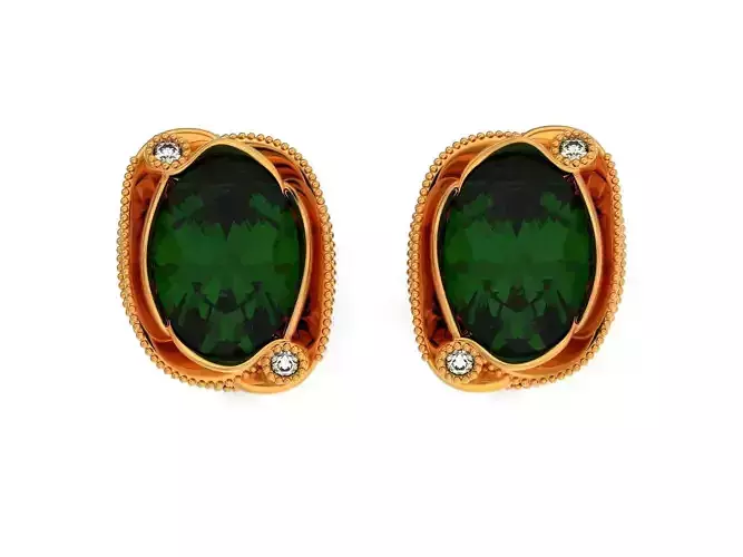 stud earrings with oval flower shaped 1452
