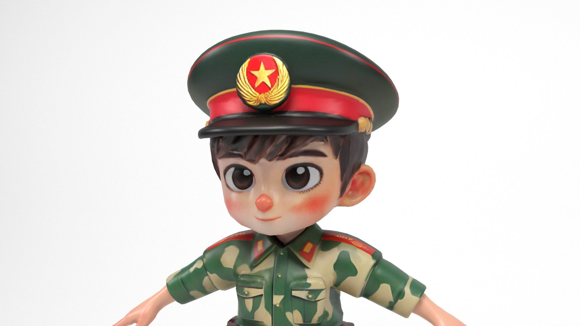 Chinese soldier cartoon Low-poly 3D model_7
