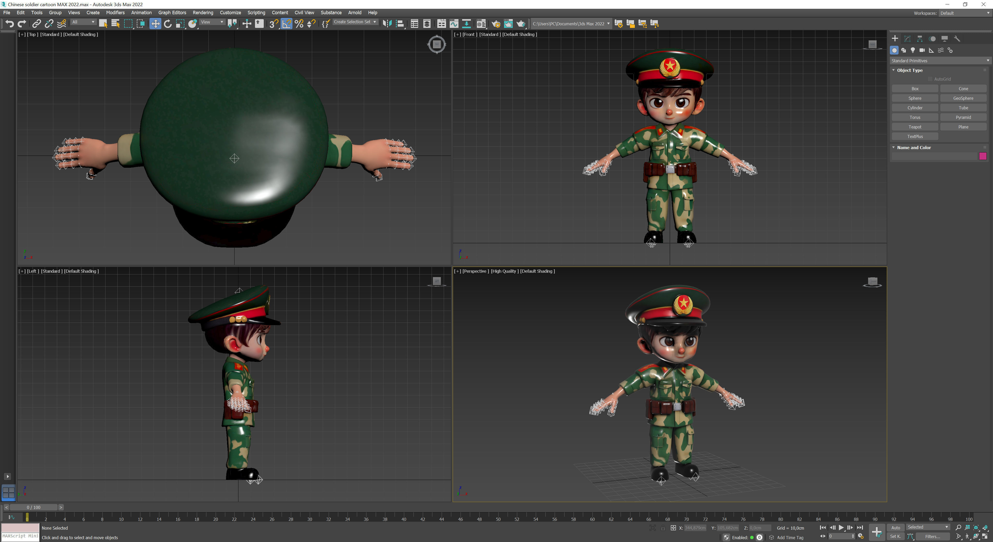 Chinese soldier cartoon Low-poly 3D model_12