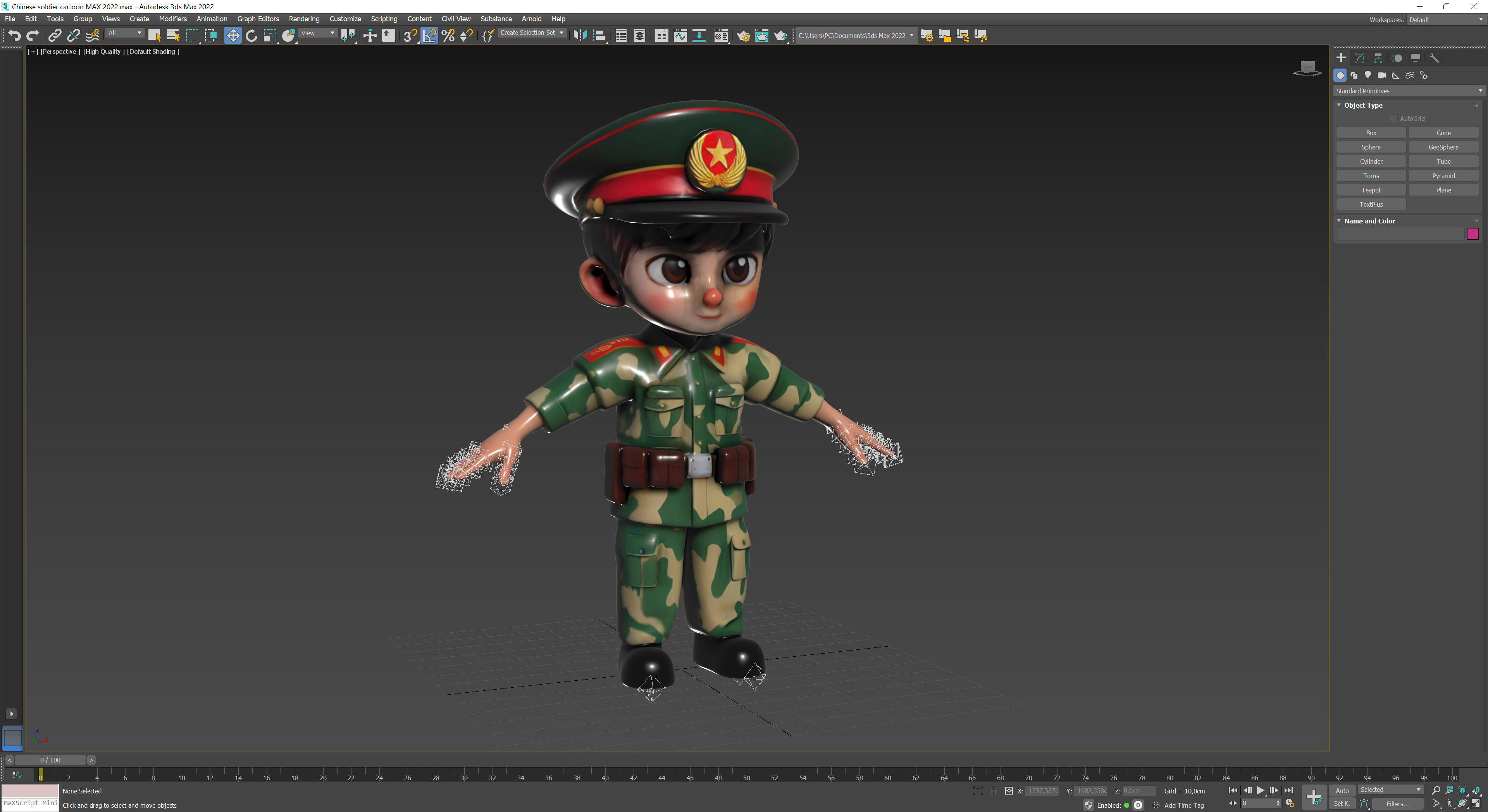 Chinese soldier cartoon Low-poly 3D model_13