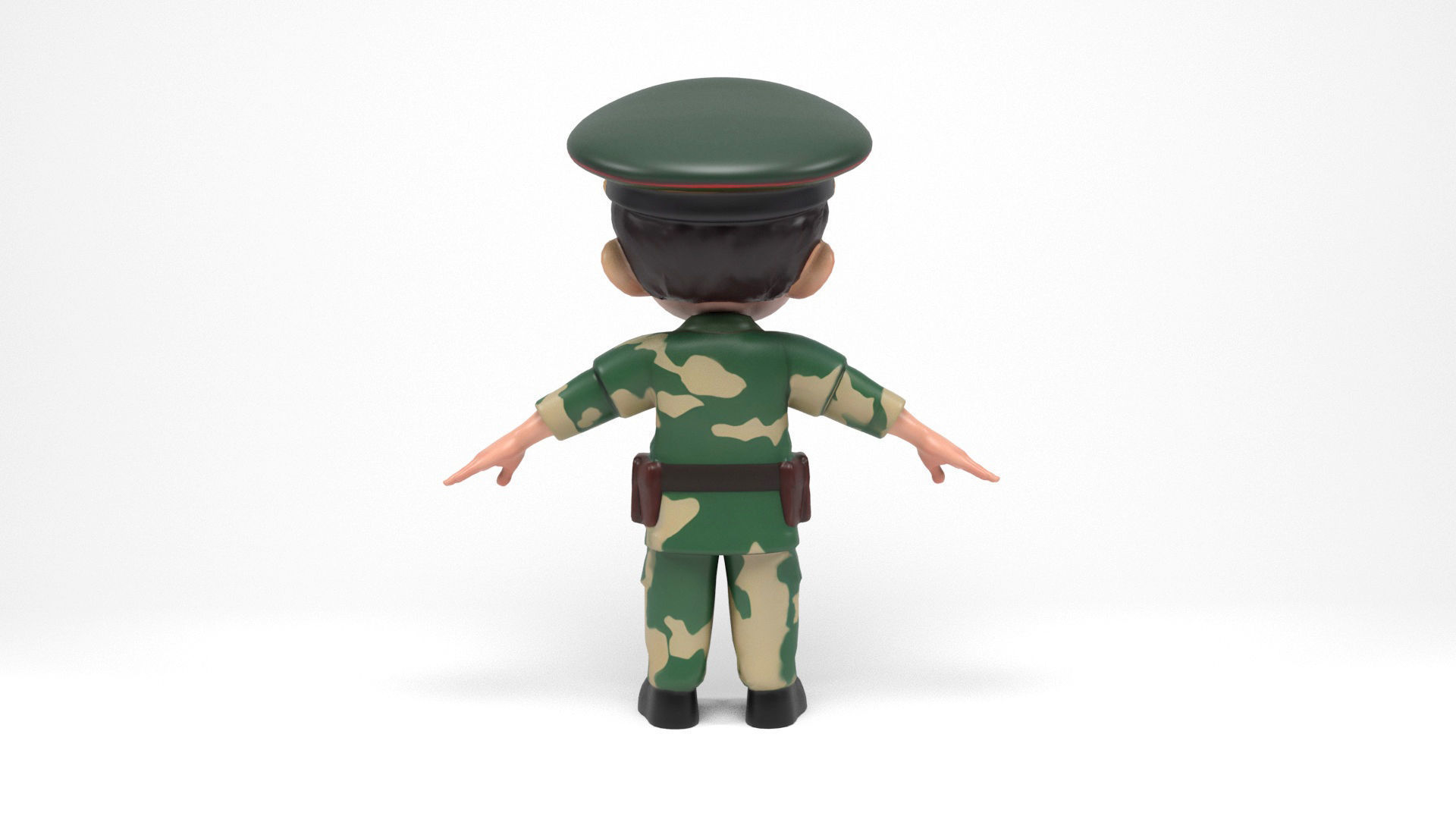 Chinese soldier cartoon Low-poly 3D model_6
