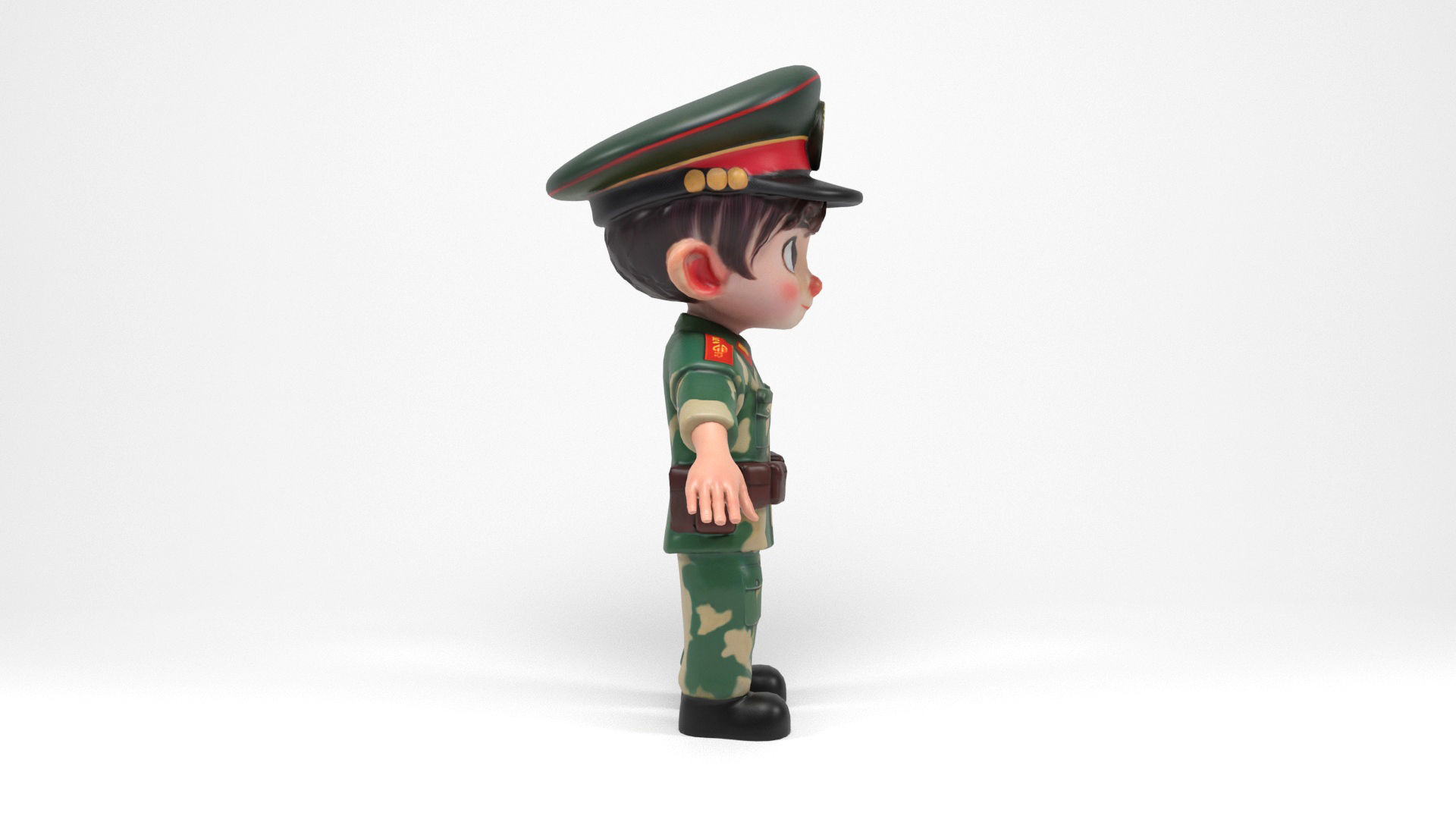 Chinese soldier cartoon Low-poly 3D model_5
