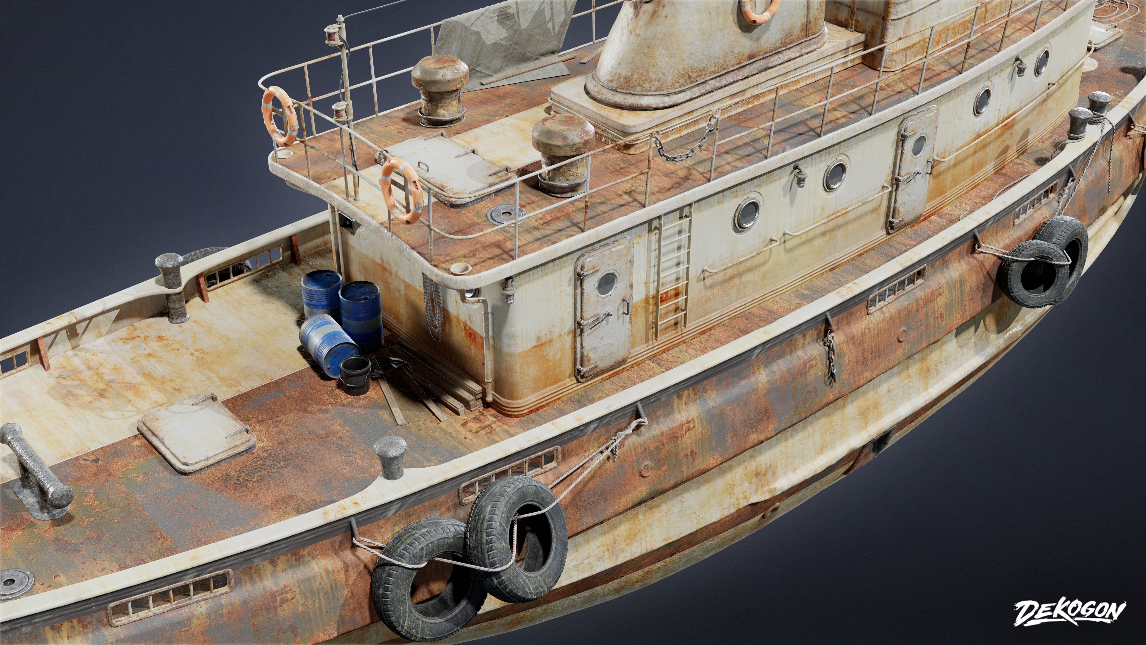 BOATYARD - Tugboat - LOW POLY AND NANITE Low-poly 3D model_5