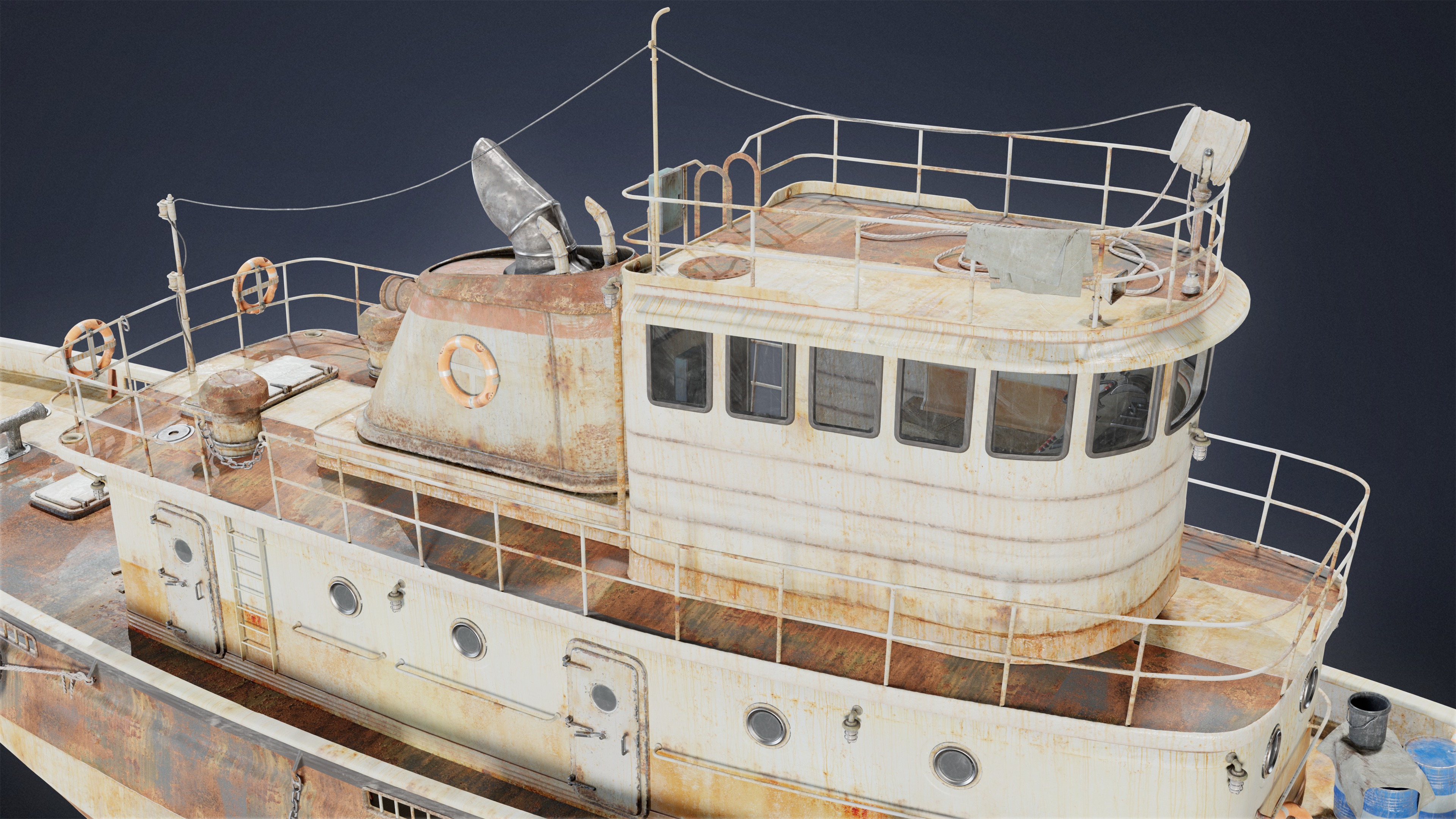 BOATYARD - Tugboat - LOW POLY AND NANITE Low-poly 3D model_7