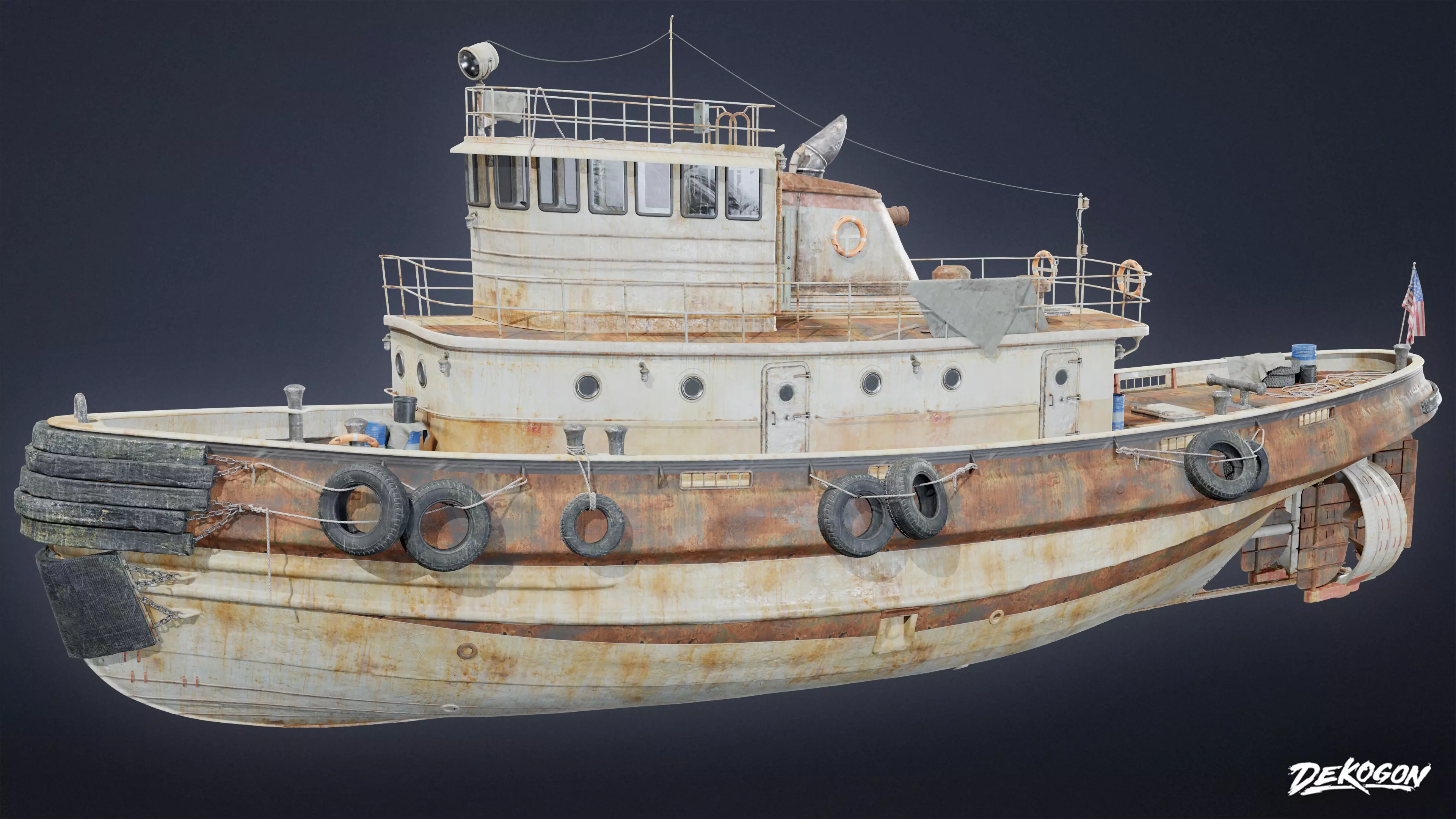 BOATYARD - Tugboat - LOW POLY AND NANITE Low-poly 3D model_0