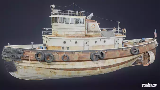 BOATYARD - Tugboat - LOW POLY AND NANITE Low-poly 3D model