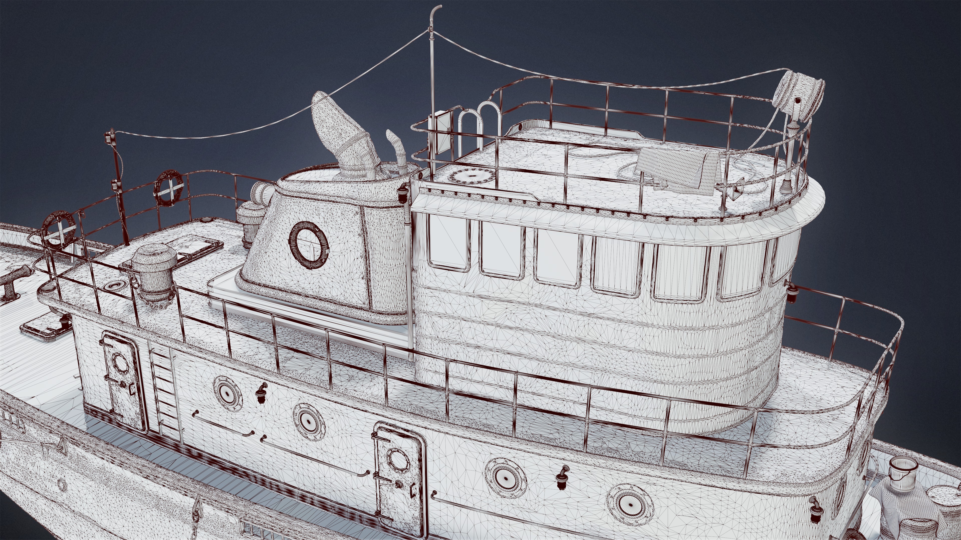 BOATYARD - Tugboat - LOW POLY AND NANITE Low-poly 3D model_8