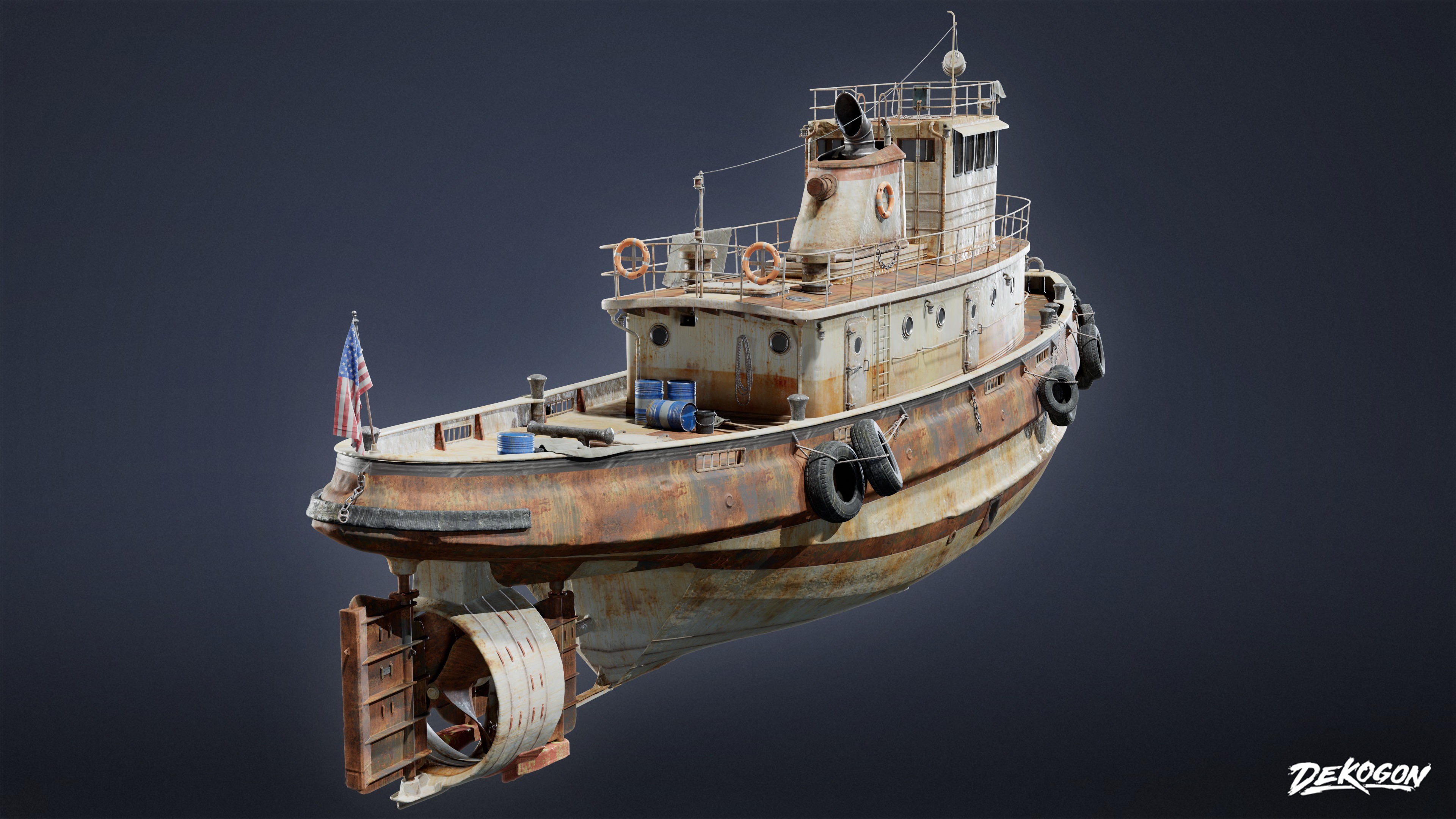 BOATYARD - Tugboat - LOW POLY AND NANITE Low-poly 3D model_3