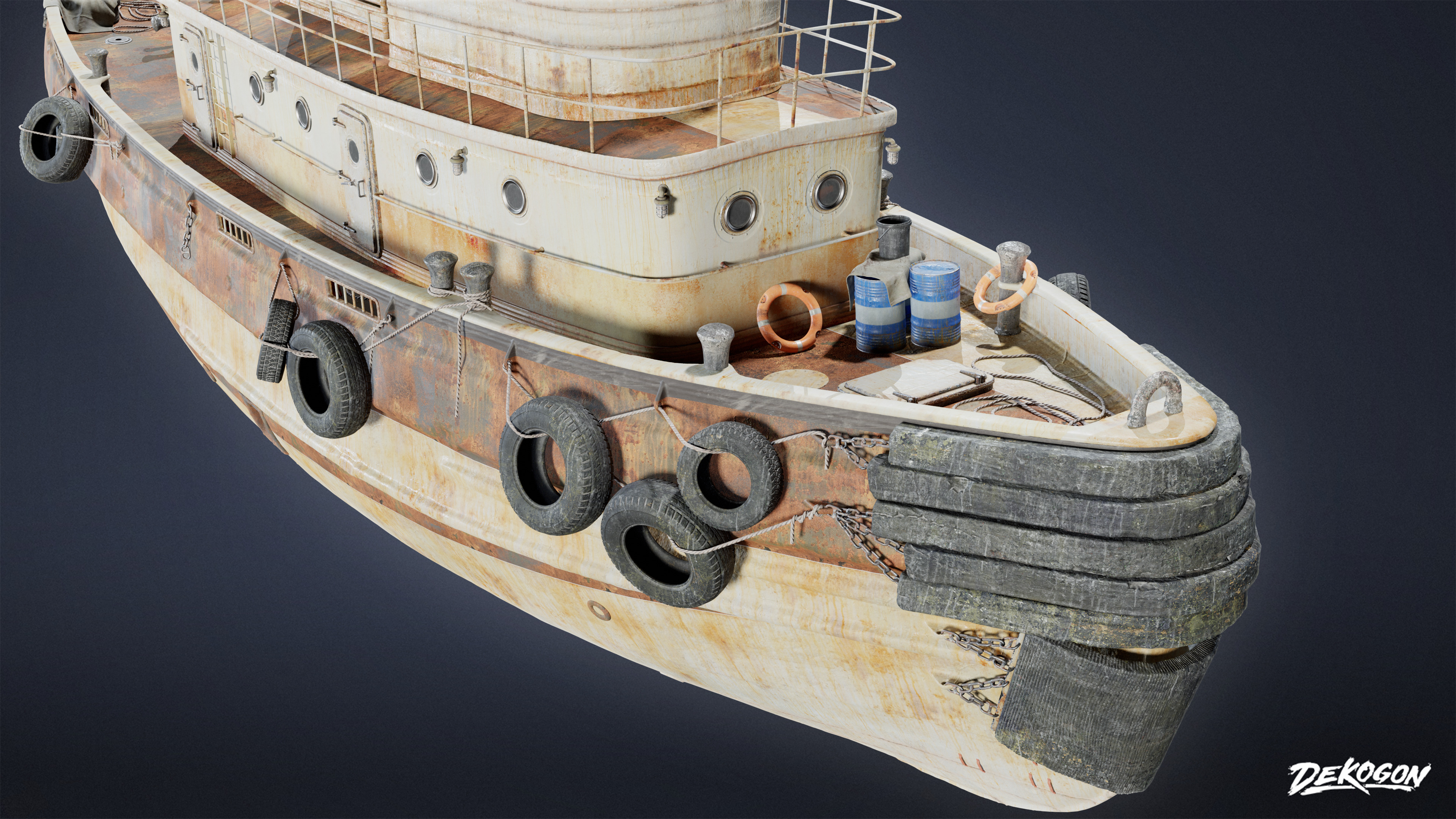 BOATYARD - Tugboat - LOW POLY AND NANITE Low-poly 3D model_6