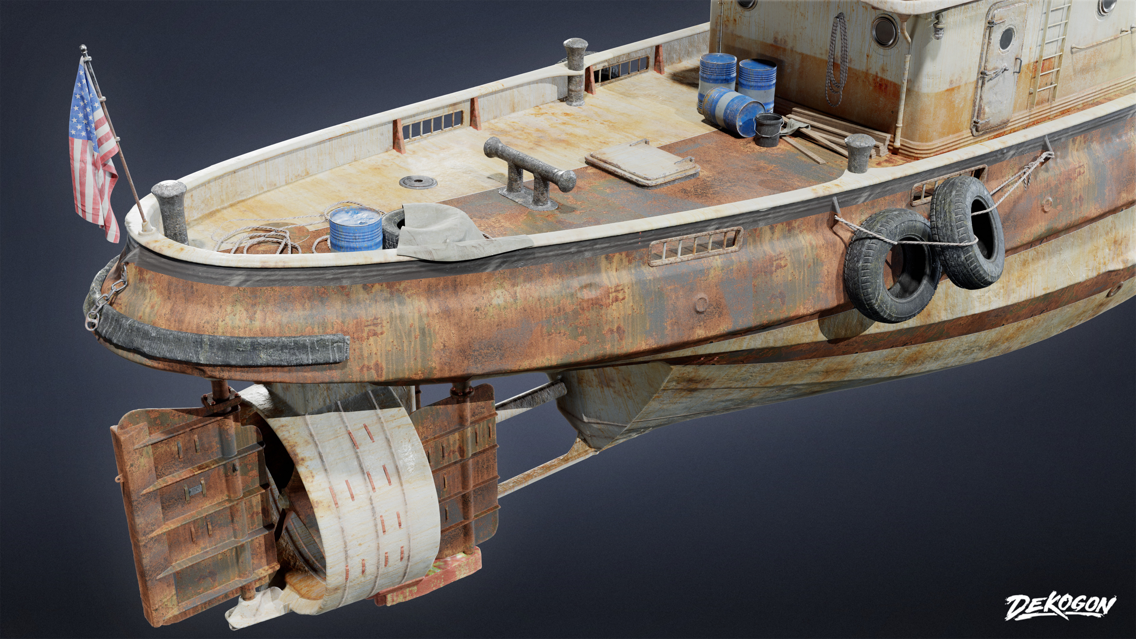 BOATYARD - Tugboat - LOW POLY AND NANITE Low-poly 3D model_4