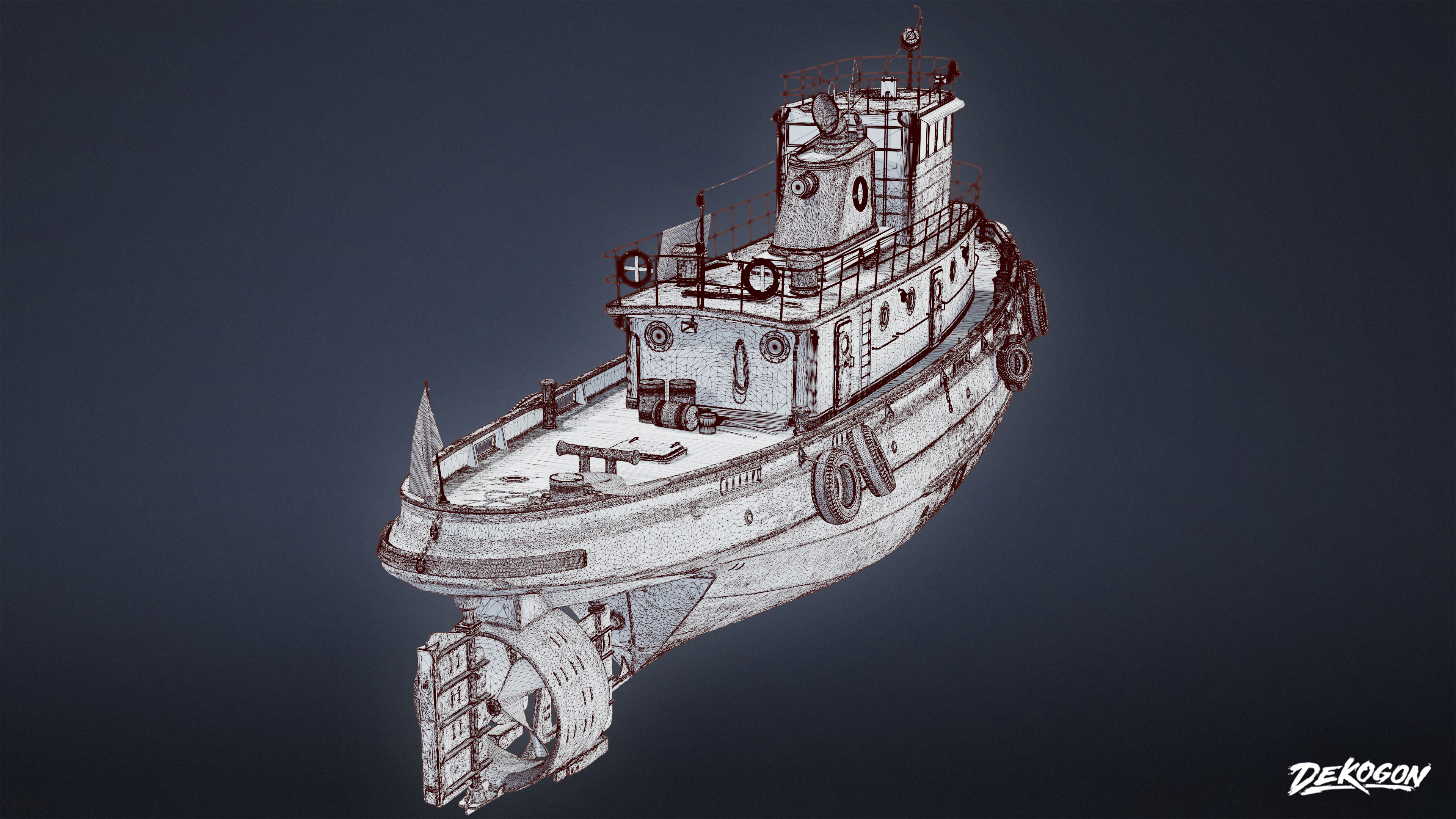 BOATYARD - Tugboat - LOW POLY AND NANITE Low-poly 3D model_10