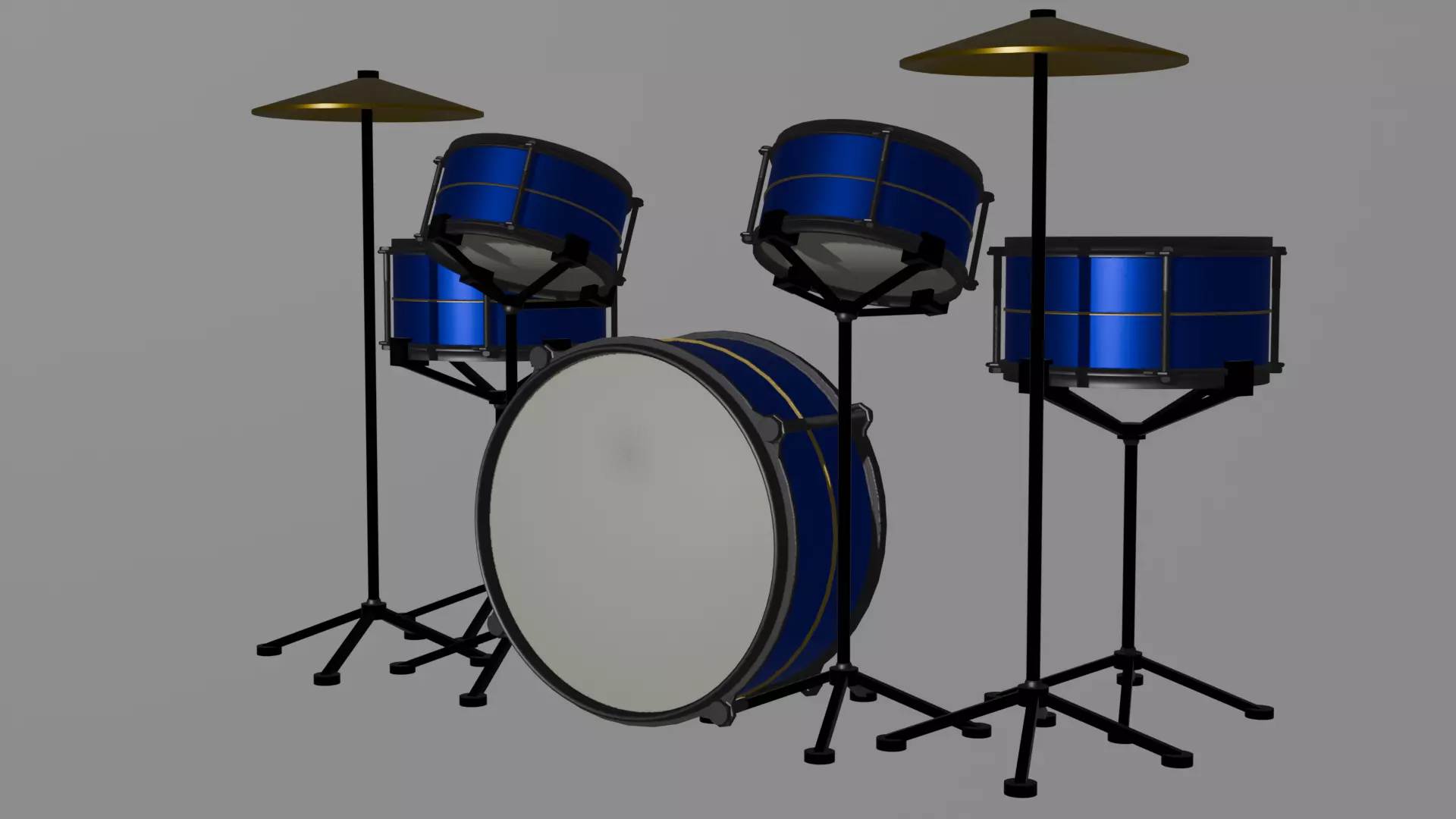 Low Poly Drum Kit Low-poly 3D model_0