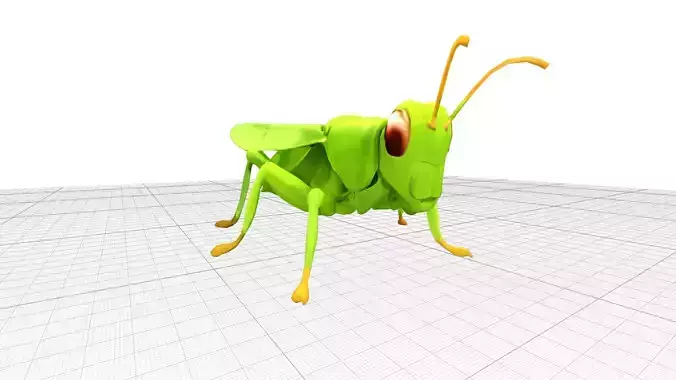 Grasshopper Green Realistic Low-poly 3D model