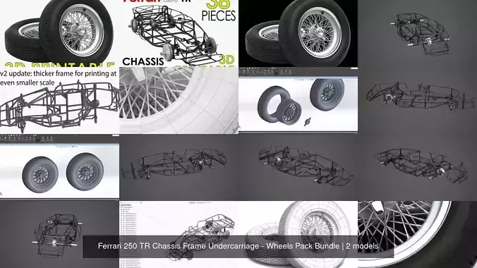 Ferrari 250 TR Chassis Frame Undercarriage - Wheels Pack Bundle