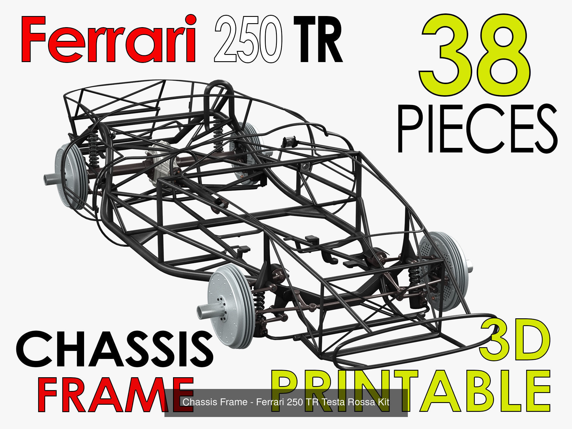 Ferrari 250 TR Chassis Frame Undercarriage - Wheels Pack Bundle 3D Model Collection_4