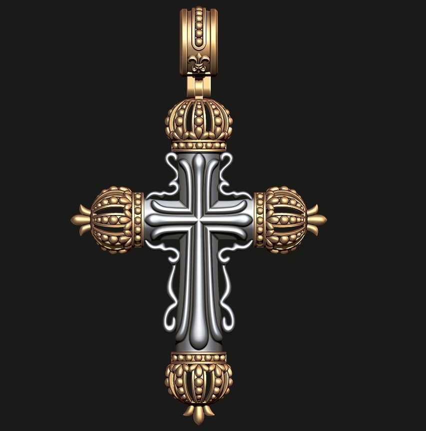 CROSS WITH CROWNS 3D print model_6