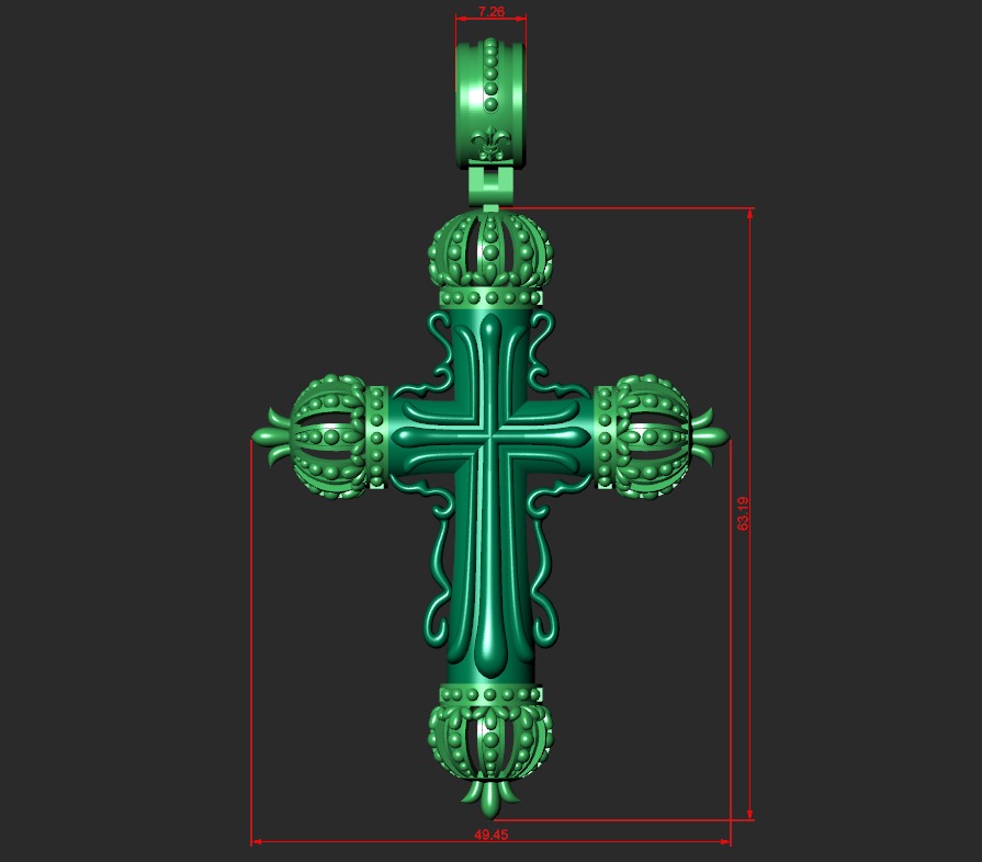 CROSS WITH CROWNS 3D print model_3
