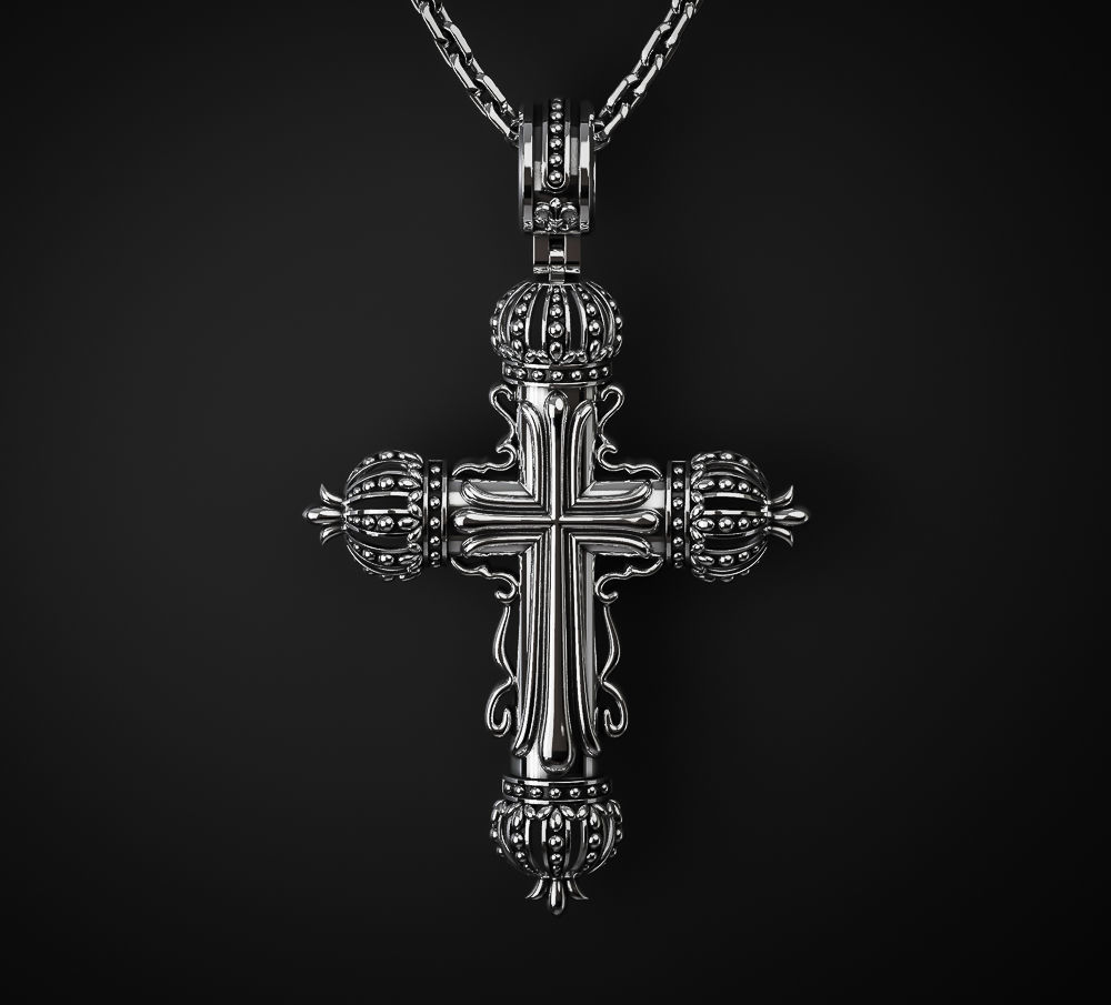 CROSS WITH CROWNS 3D print model_2