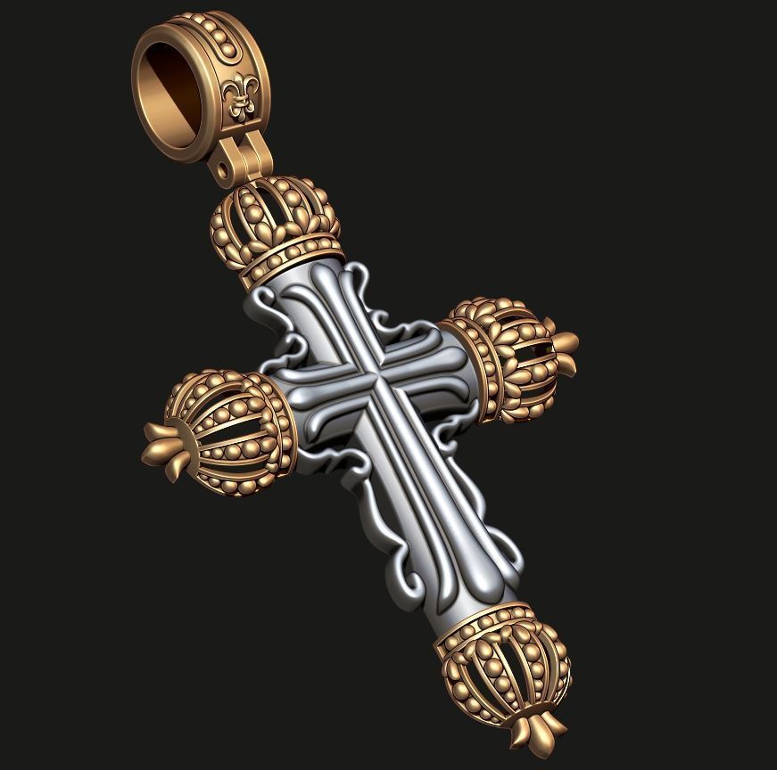 CROSS WITH CROWNS 3D print model_10