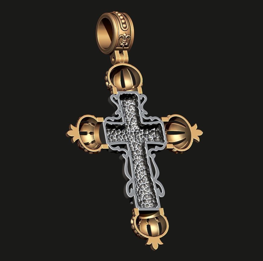 CROSS WITH CROWNS 3D print model_9