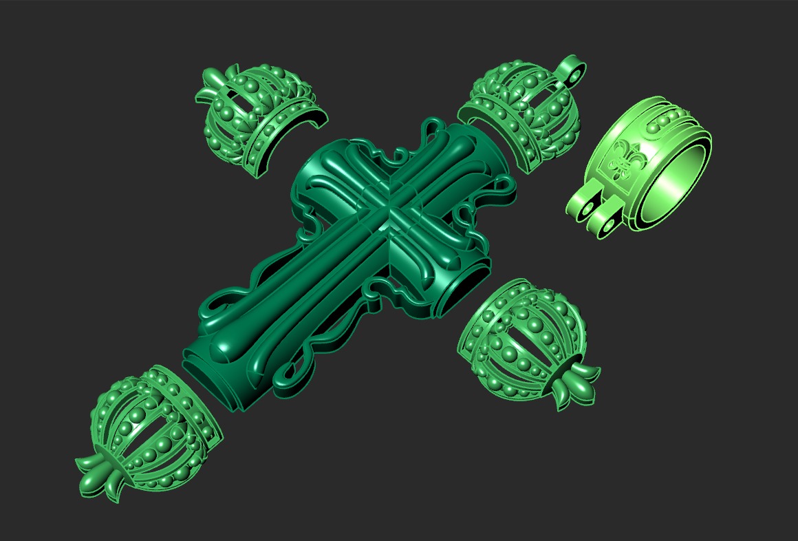 CROSS WITH CROWNS 3D print model_5