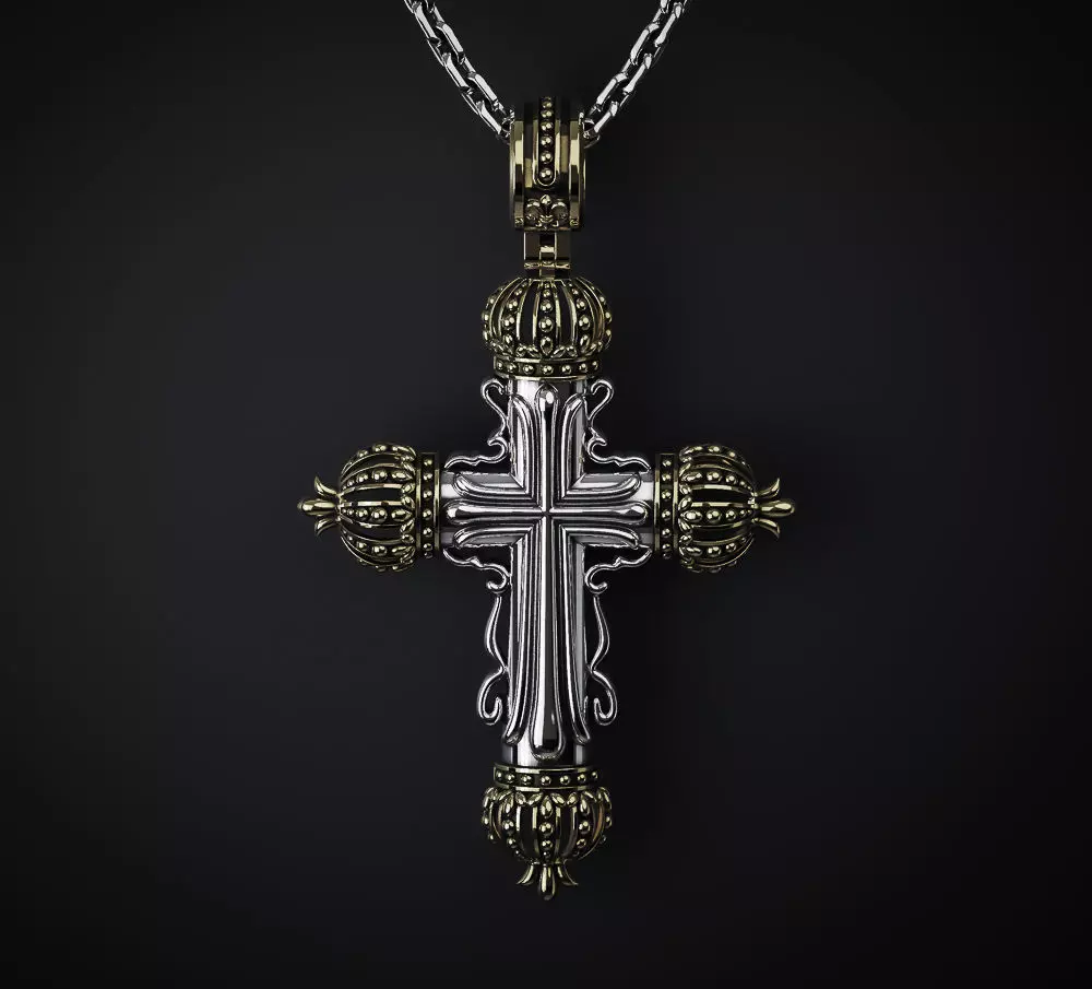 CROSS WITH CROWNS 3D print model_0