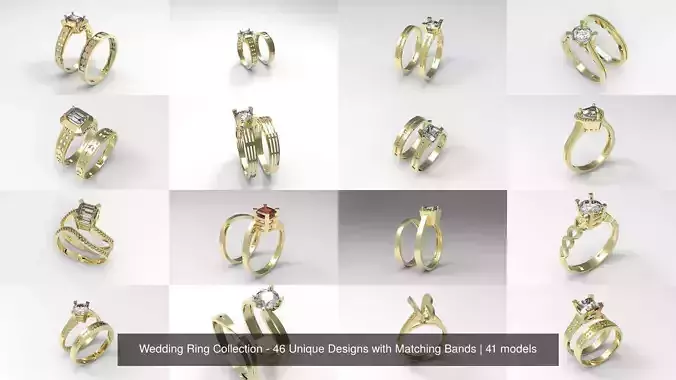 Wedding Ring Collection - 46 Unique Designs with Matching Bands