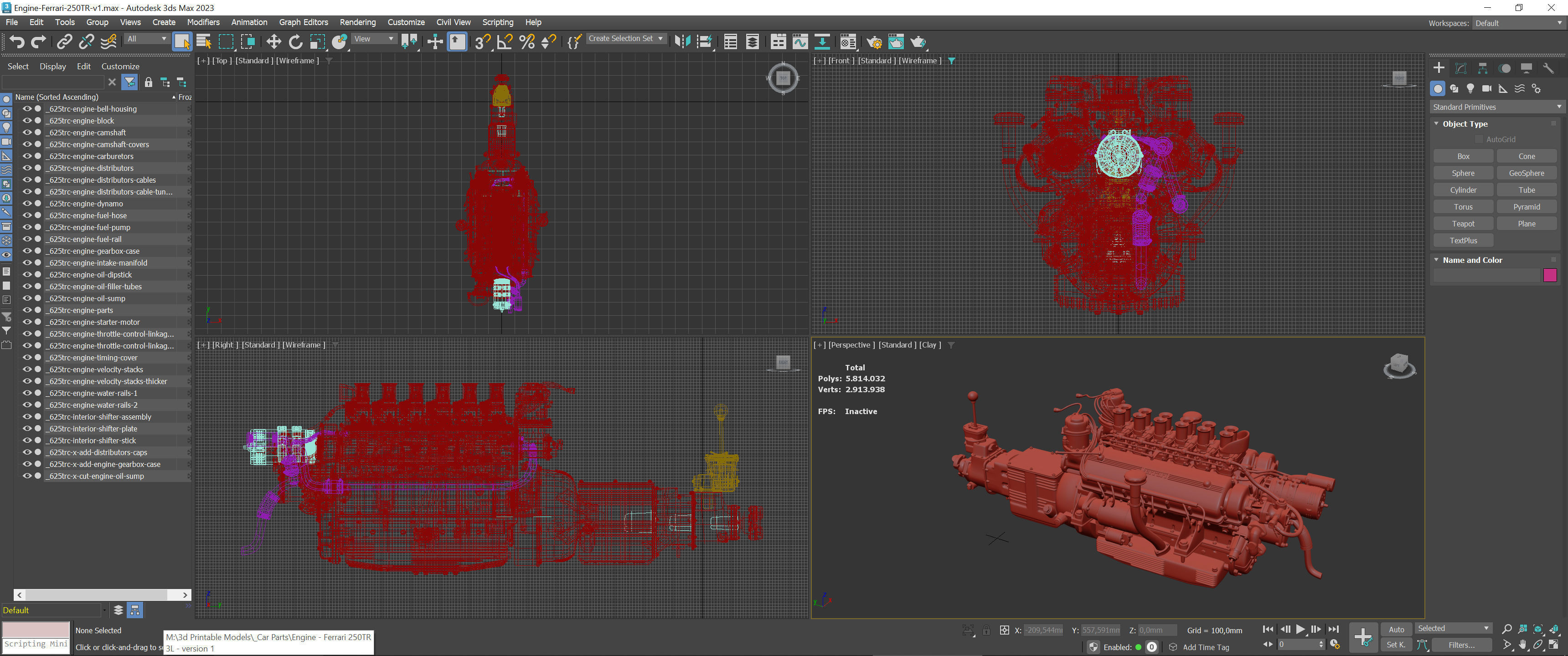 Ferrari 250 TR Chassis Frame - Engine - Wheels Pack Bundle 3D Model Collection_53
