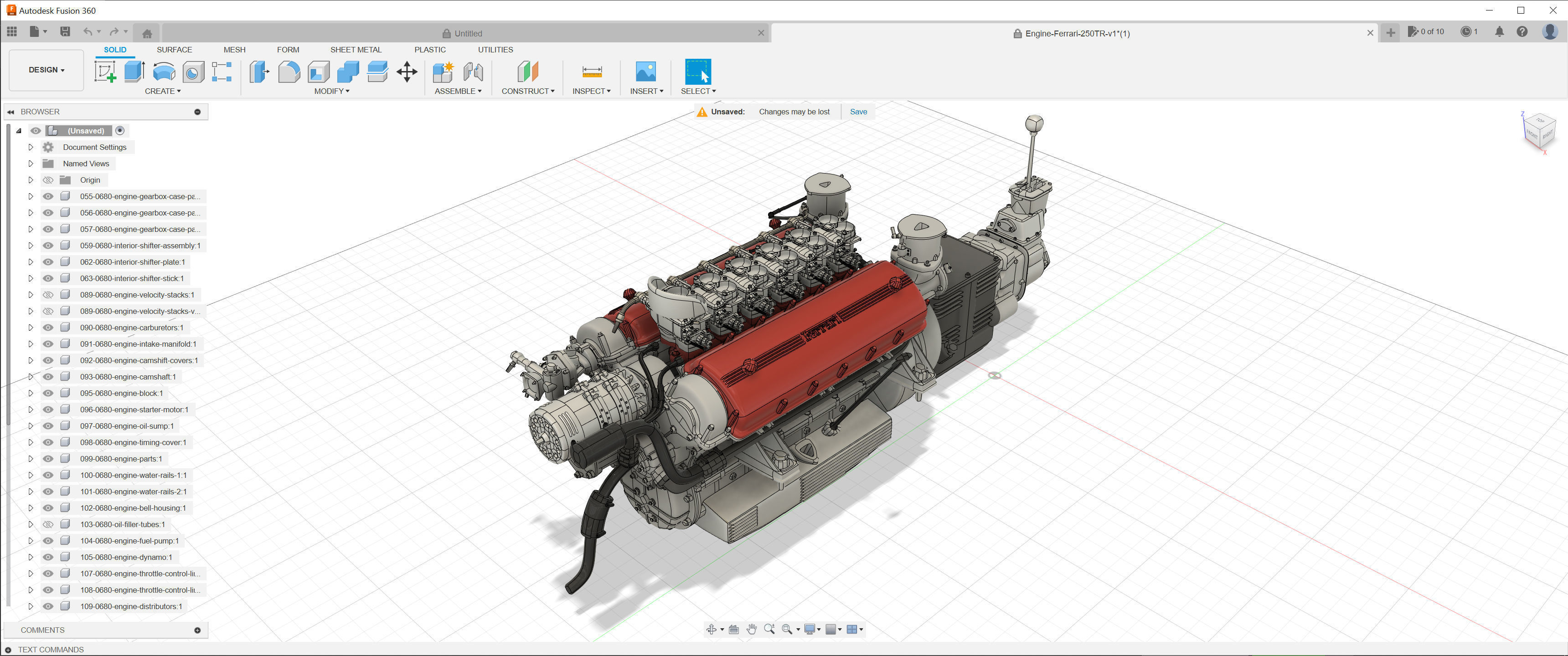 Ferrari 250 TR Chassis Frame - Engine - Wheels Pack Bundle 3D Model Collection_13