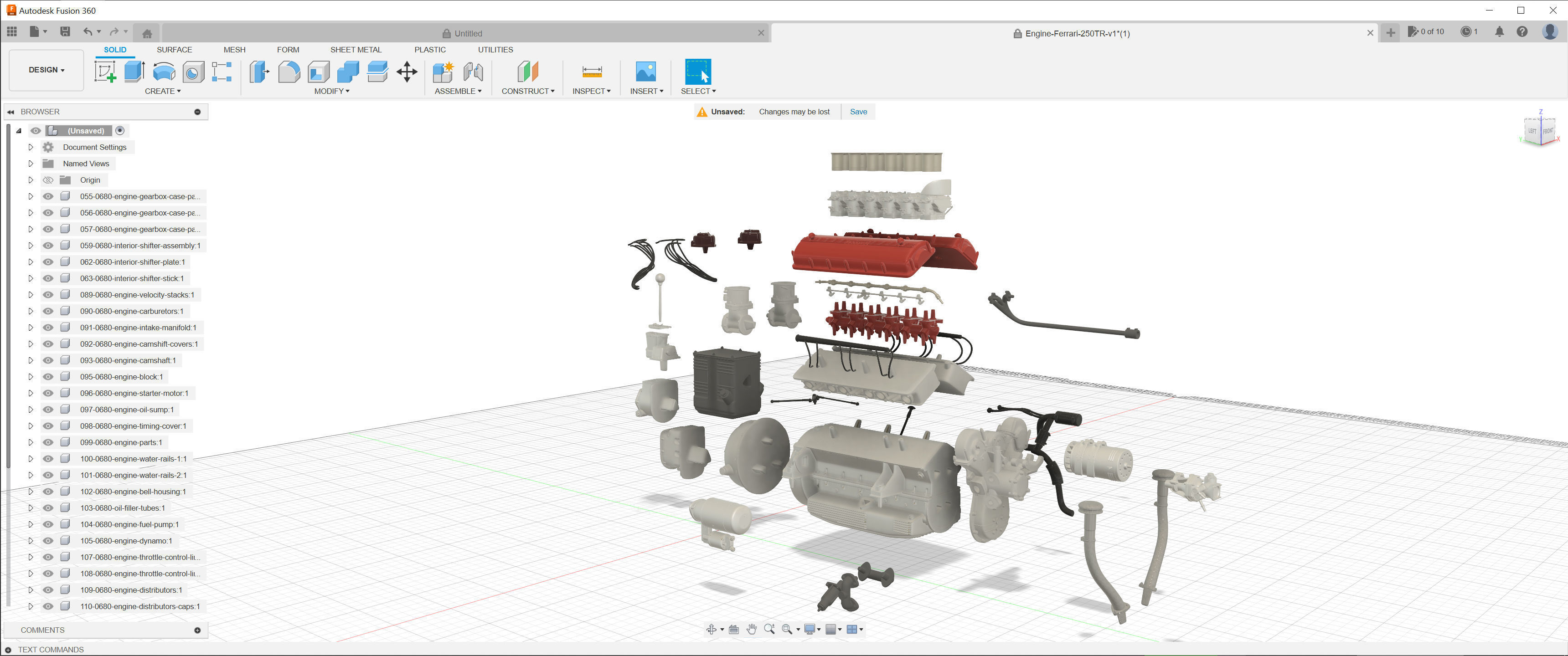 Ferrari 250 TR Chassis Frame - Engine - Wheels Pack Bundle 3D Model Collection_17