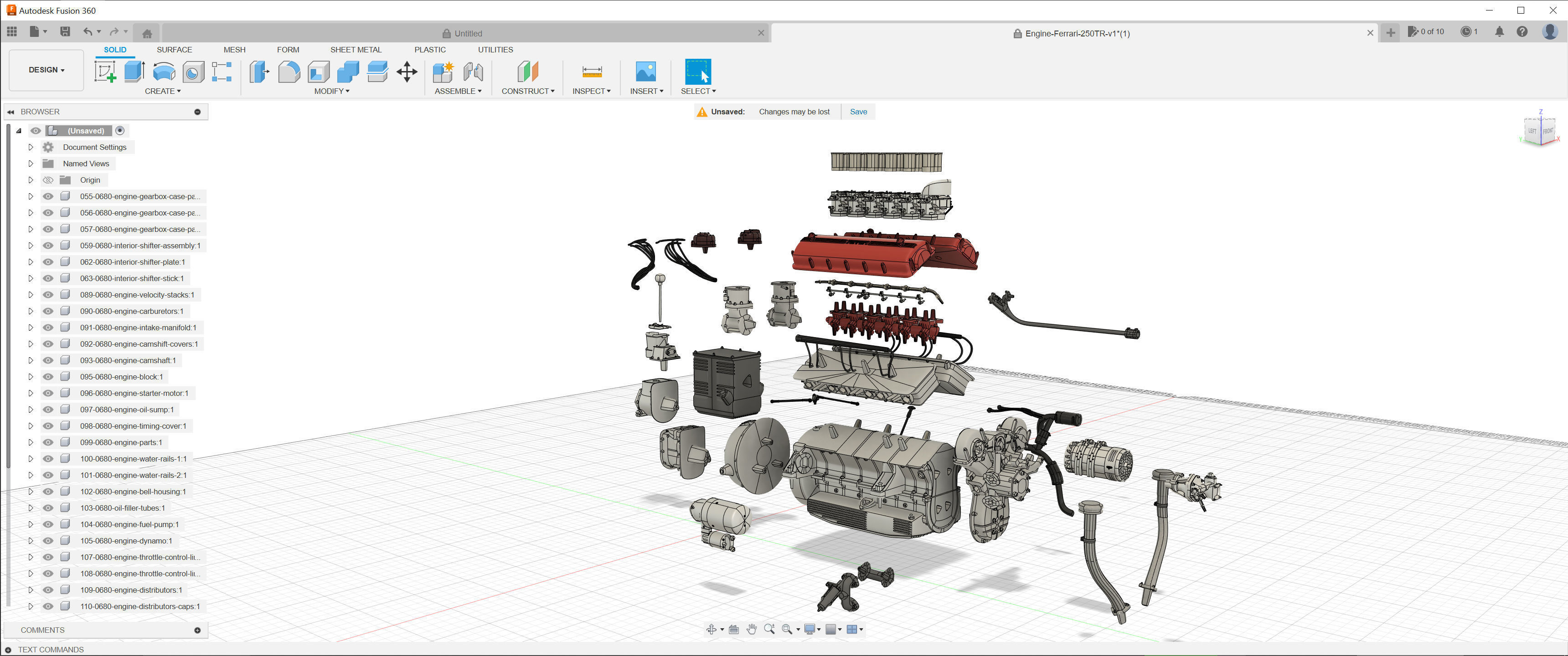 Ferrari 250 TR Chassis Frame - Engine - Wheels Pack Bundle 3D Model Collection_18