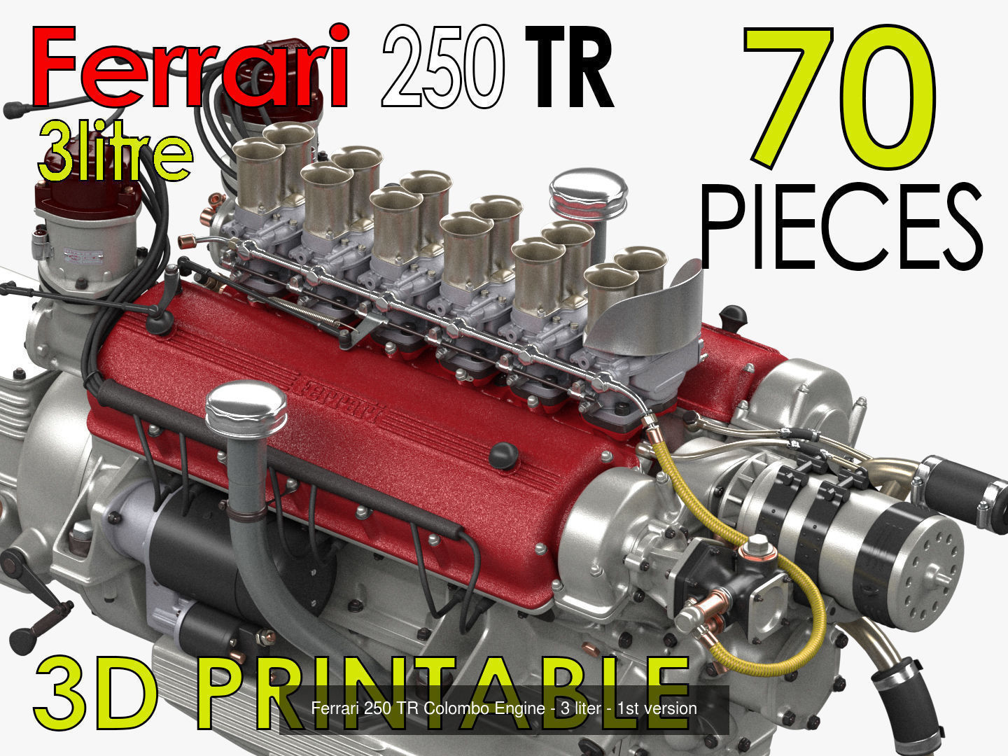 Ferrari 250 TR Chassis Frame - Engine - Wheels Pack Bundle 3D Model Collection_5