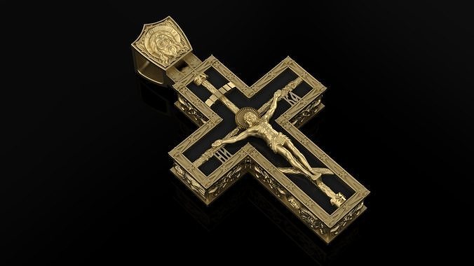 Cross pendant Jesus 3DM STL OBJ model for 3D printing and CNC 3D print model