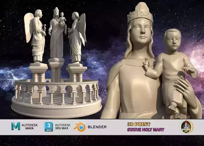 statue holy mary 3D print model