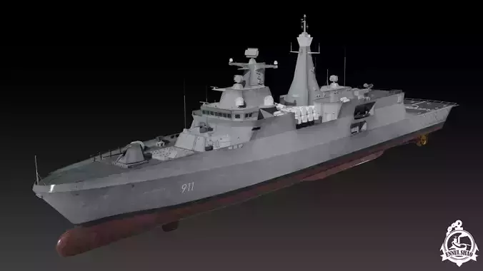 Algerian navy frigate El-Moudamir Low-poly 3D model