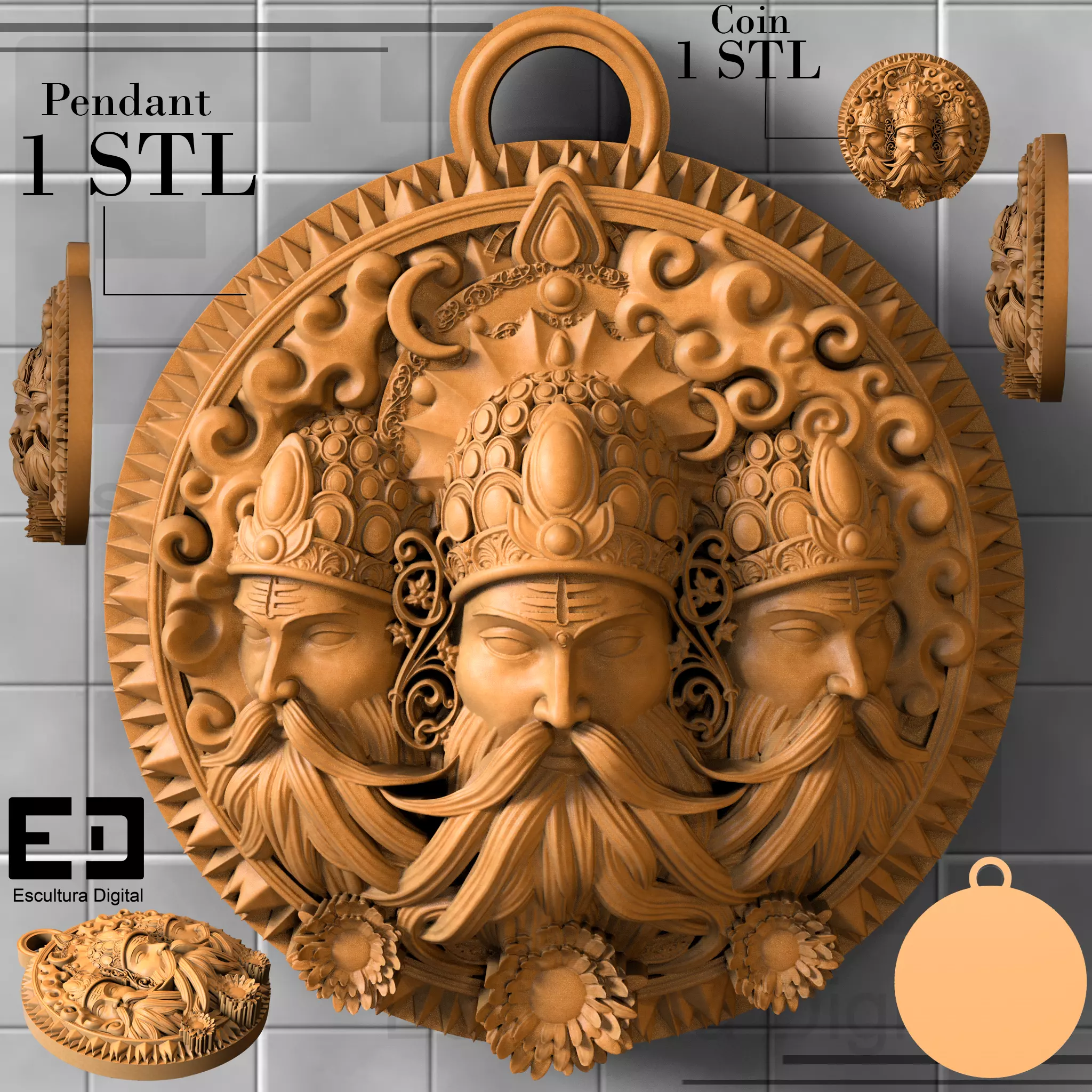 Moneda de lord Shiva - Colgante  3D print model_0