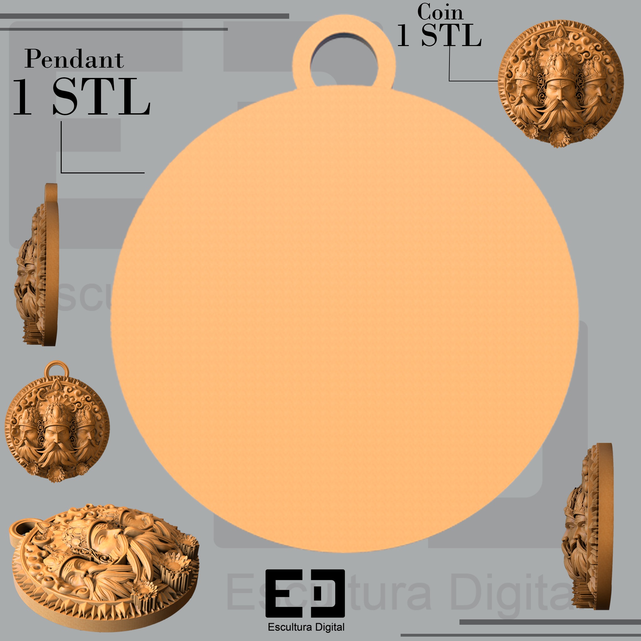 Moneda de lord Shiva - Colgante  3D print model_4