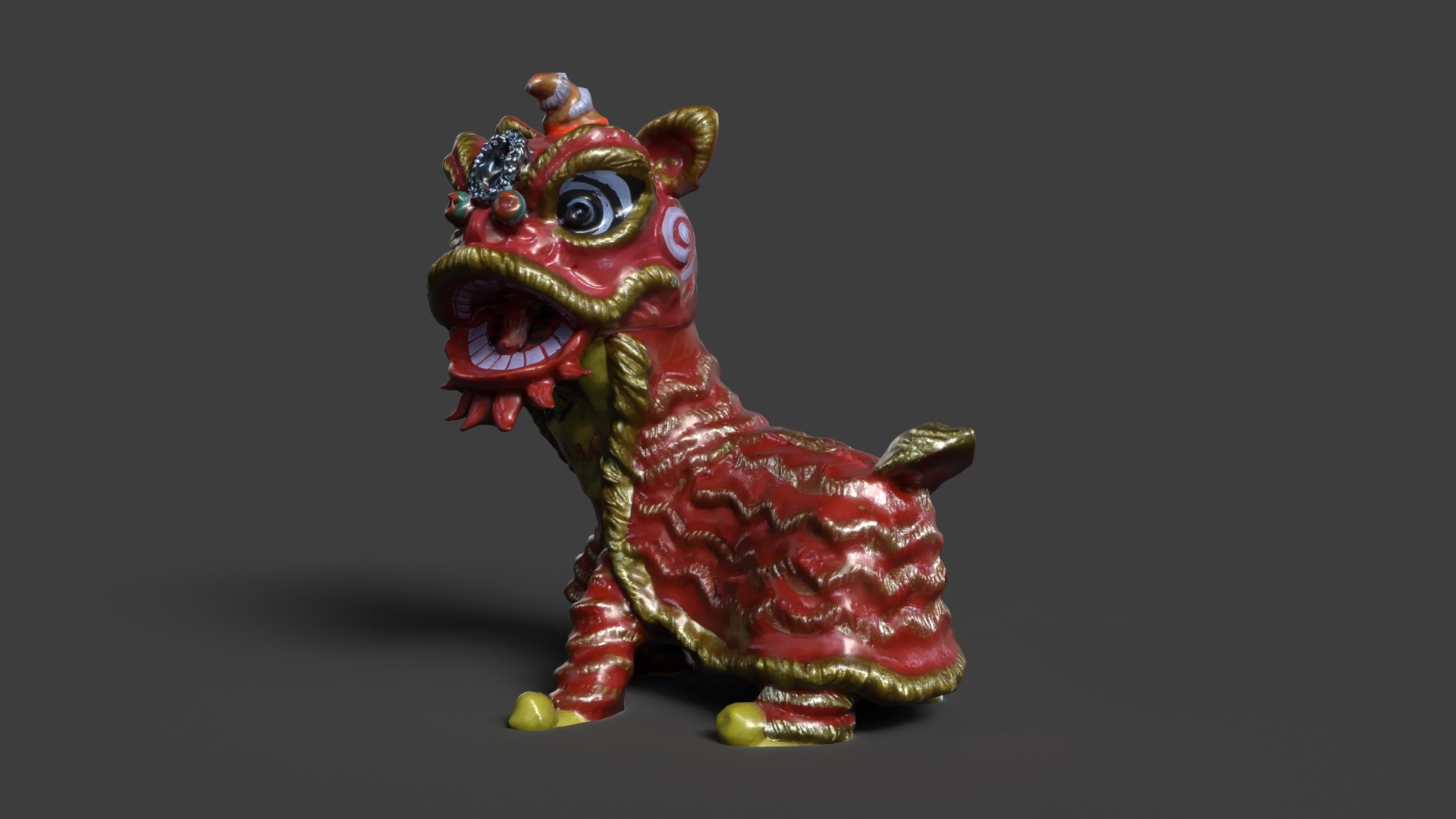 Chinese lion dance figure  Low-poly 3D model_2