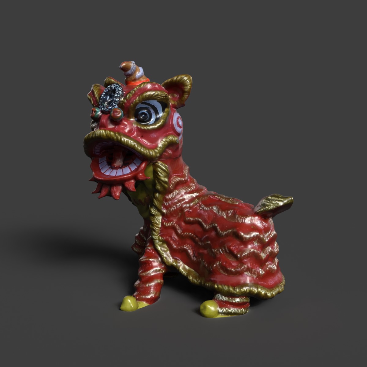 Chinese lion dance figure  Low-poly 3D model_6