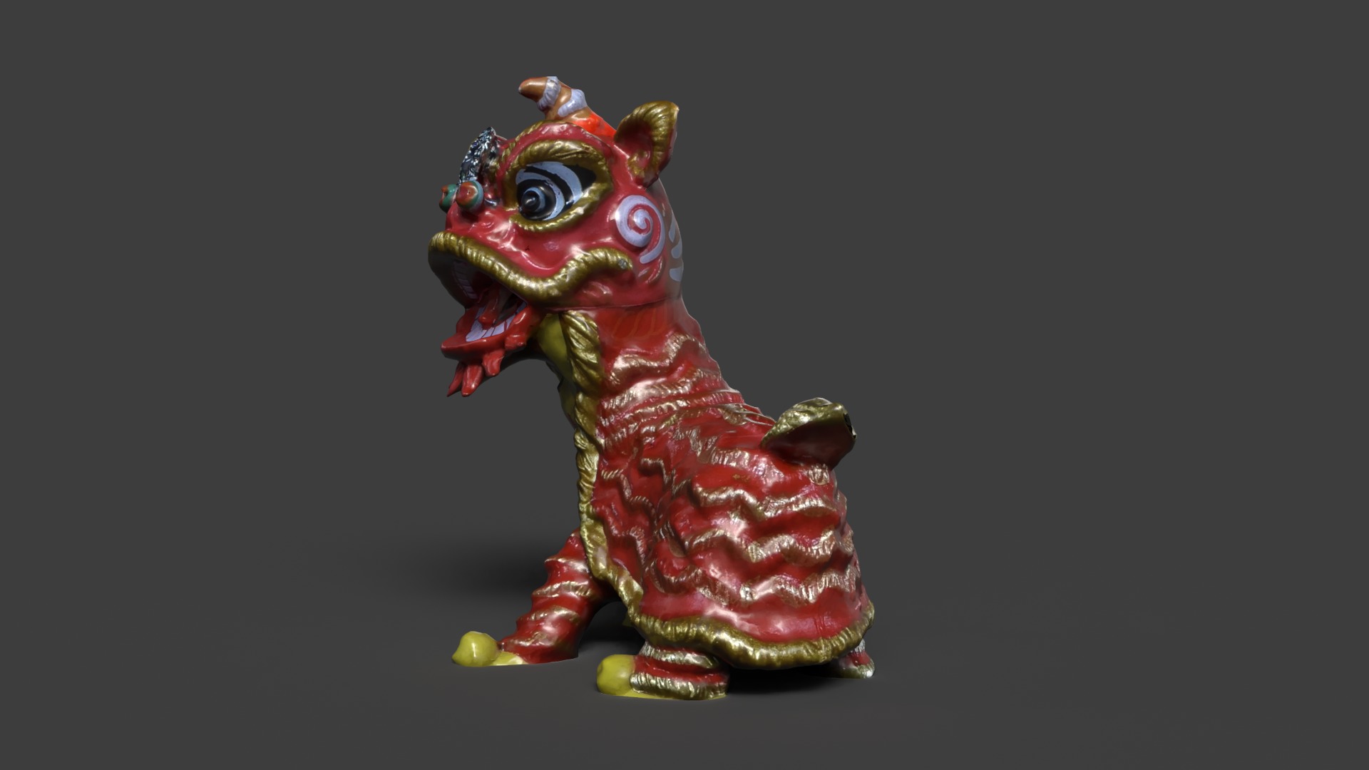 Chinese lion dance figure  Low-poly 3D model_3