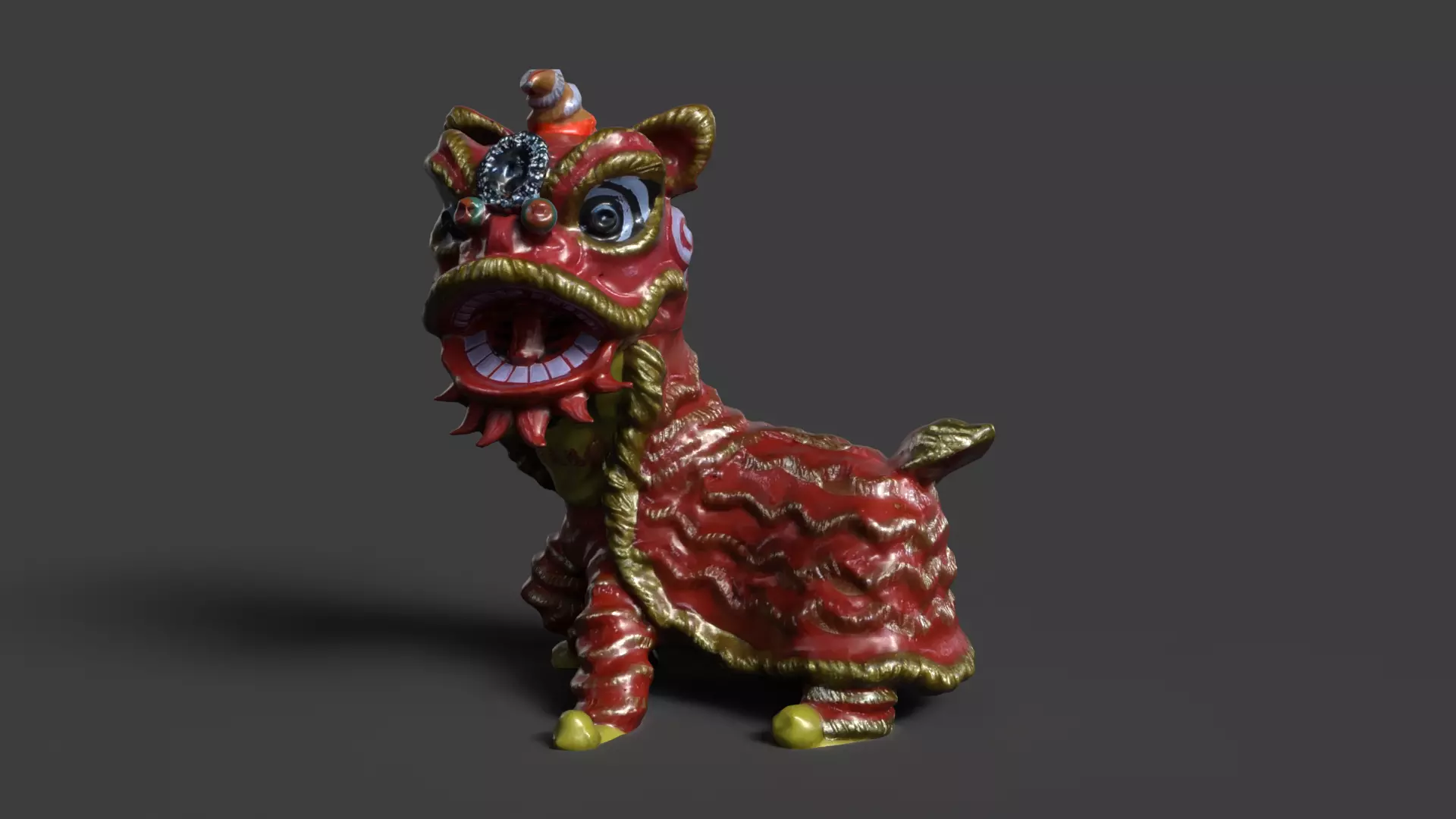 Chinese lion dance figure  Low-poly 3D model_0