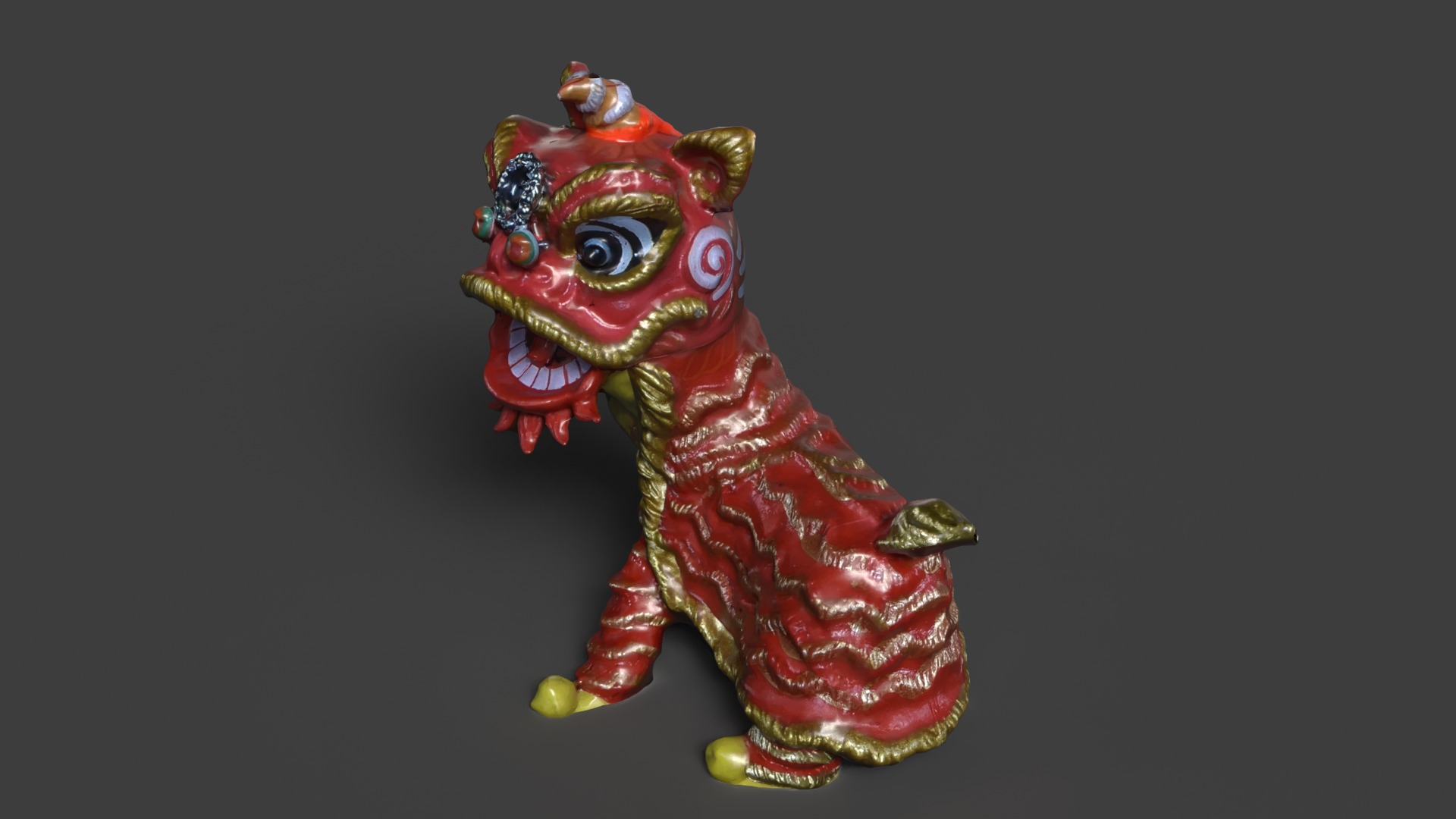 Chinese lion dance figure  Low-poly 3D model_5