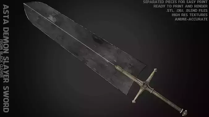 Black Clover Asta Demon Slayer Greatsword for Cosplay 3D print model