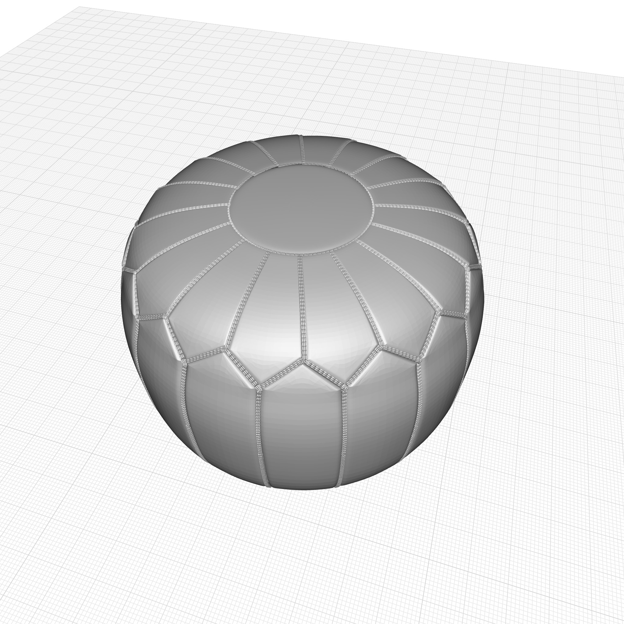 Cherise Genuine Leather Round Pouf Ottoman 3D model_3