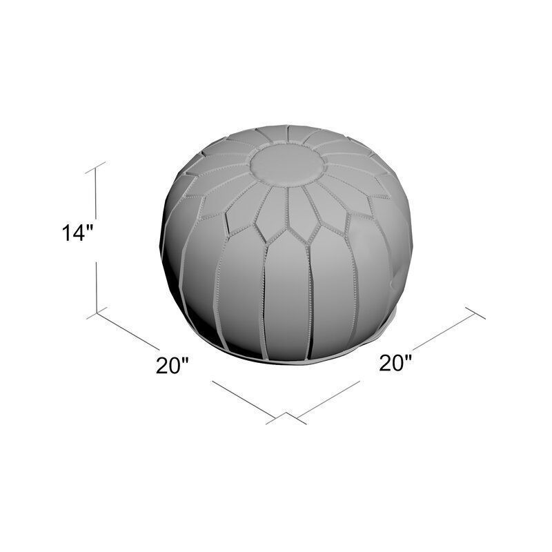 Cherise Genuine Leather Round Pouf Ottoman 3D model_1
