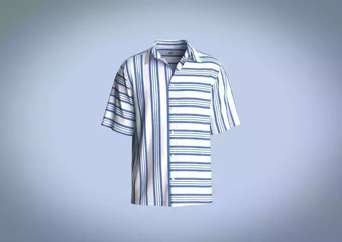 Mens casual white and blue striped shirt