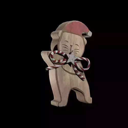 Wooden Cat Xmas Decor Design A