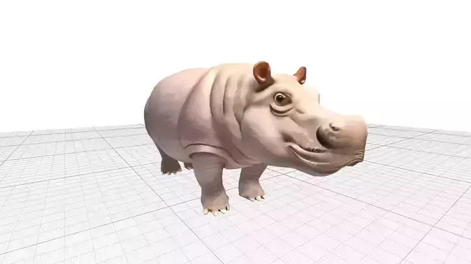 3D Hippo Realistic Low-poly 3D model