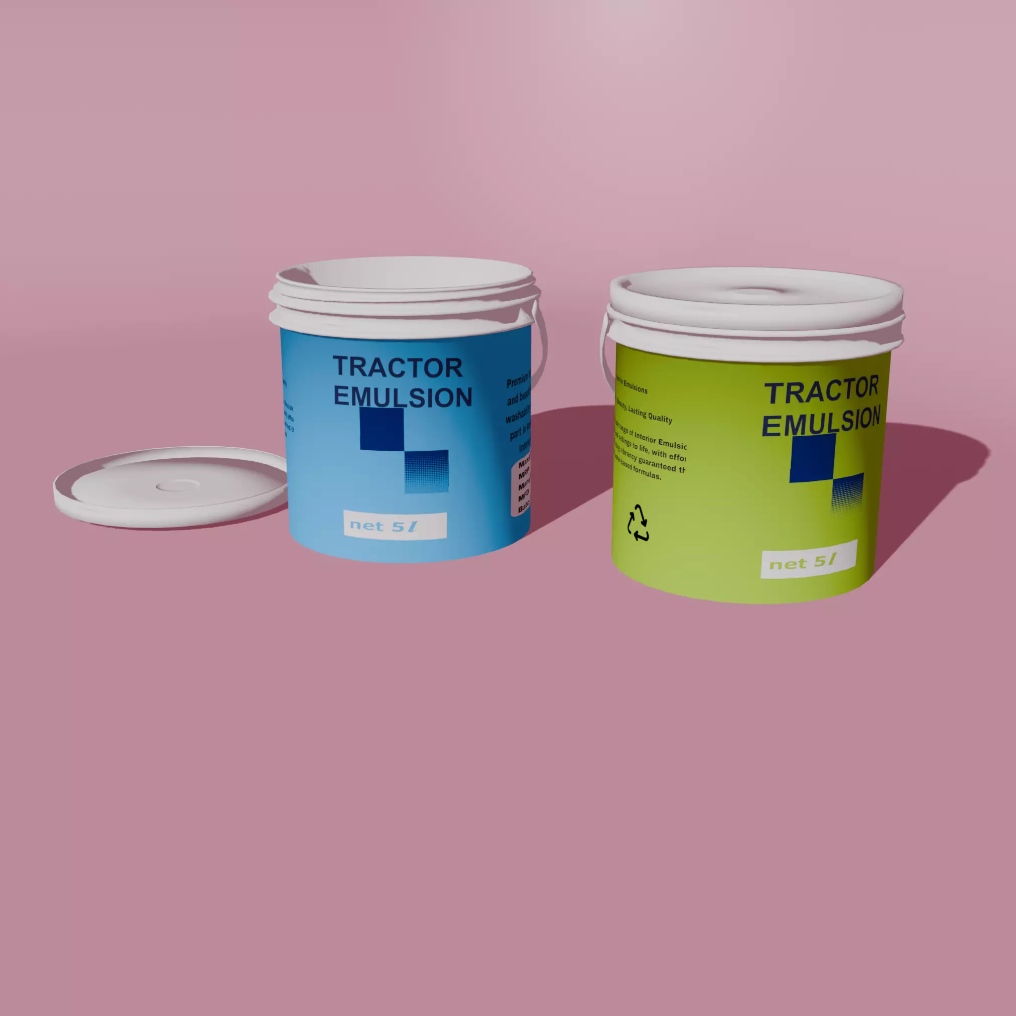 5-Liter Paint Bucket 3D Model with Open and Closed Lids Low-poly 3D model